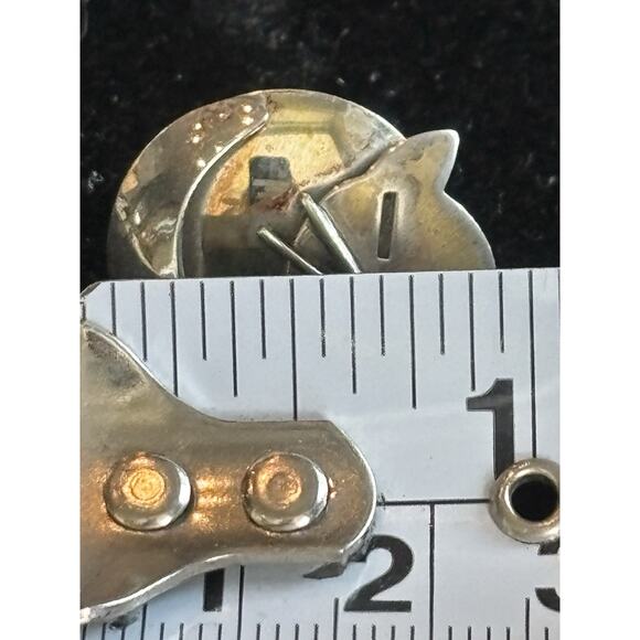 Vtg MCM Beau Sterling Silver Kitty Cat Screw Back Earrings 925 - Picture 4 of 5